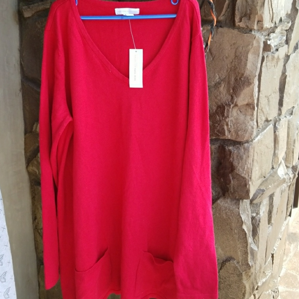 New York And Company red long sleeve dress.  NEW